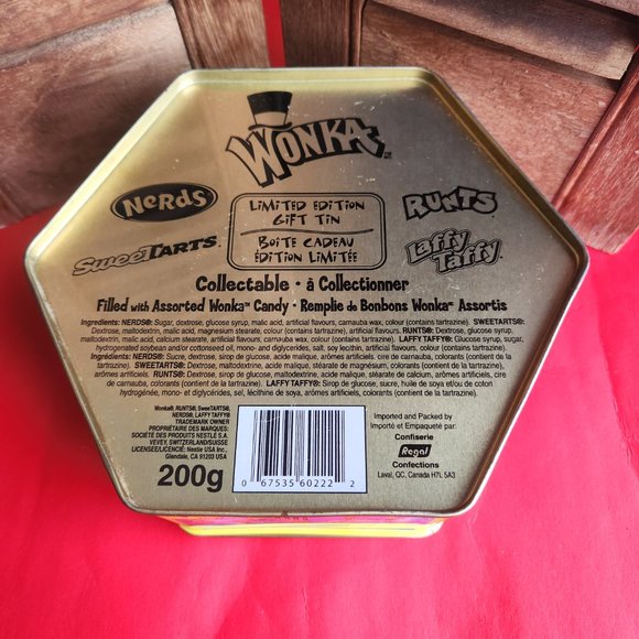 Willy Wonka Embossed Limited Edition Hexagonal Gift Tin Nerds Runts Laffy Taffy - Picture 7 of 7